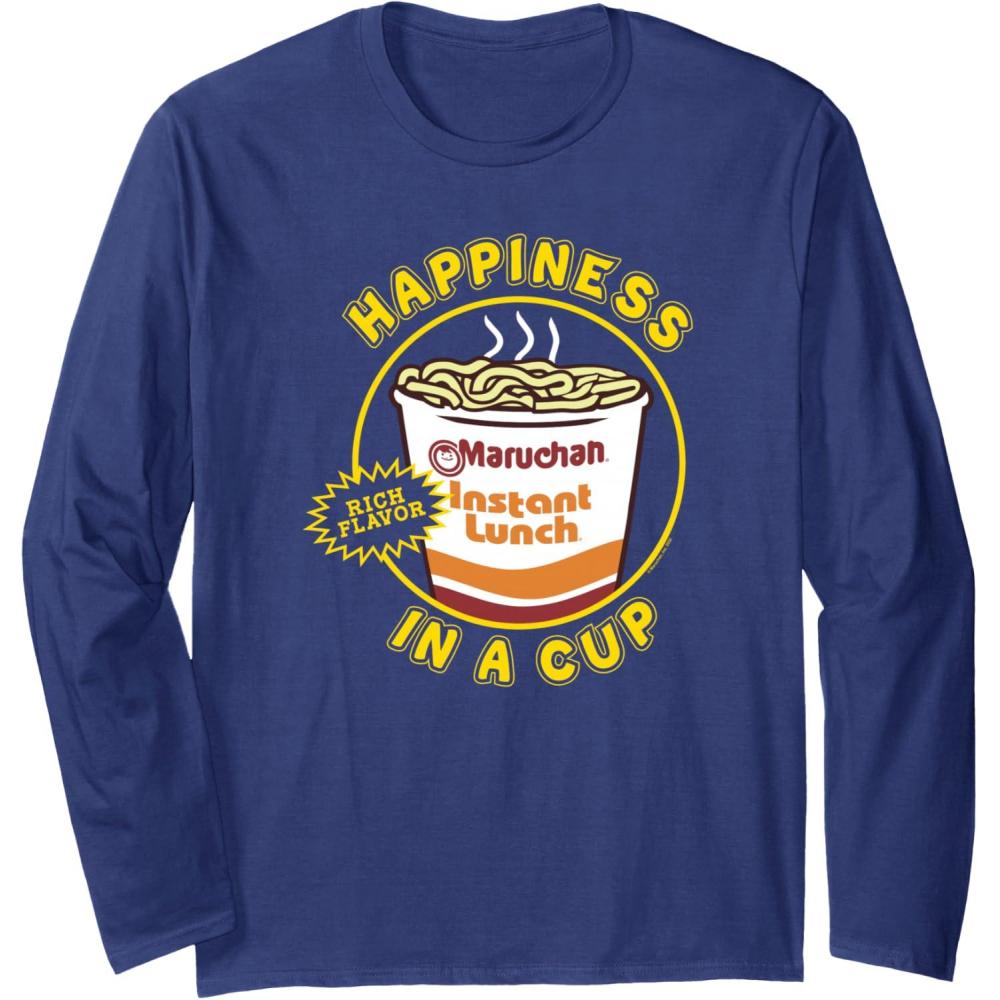 image:imageMaruchan Happiness In A Cup Instant Lunch Poster Long Sleeve TShirtNavy Blue