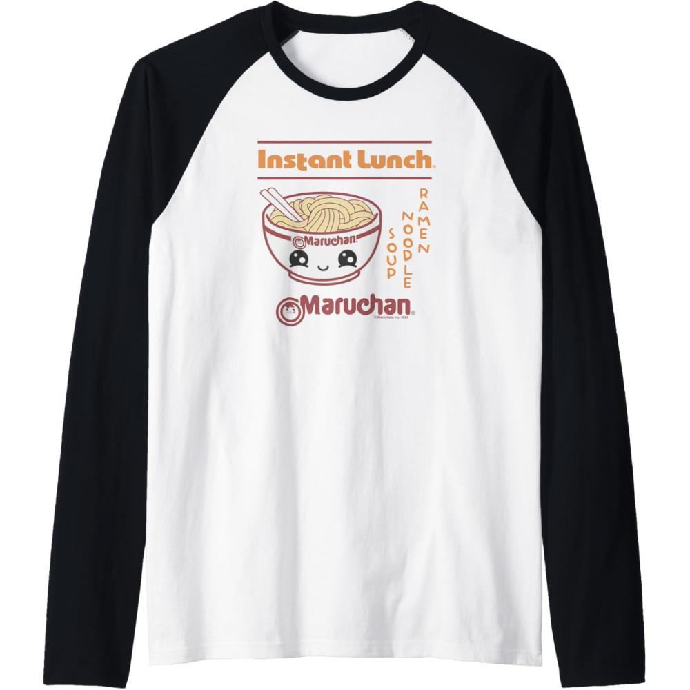 image:imageMaruchan Happy Bowl of Noodles Instant Lunch Poster Raglan Baseball TeeBlackWhite