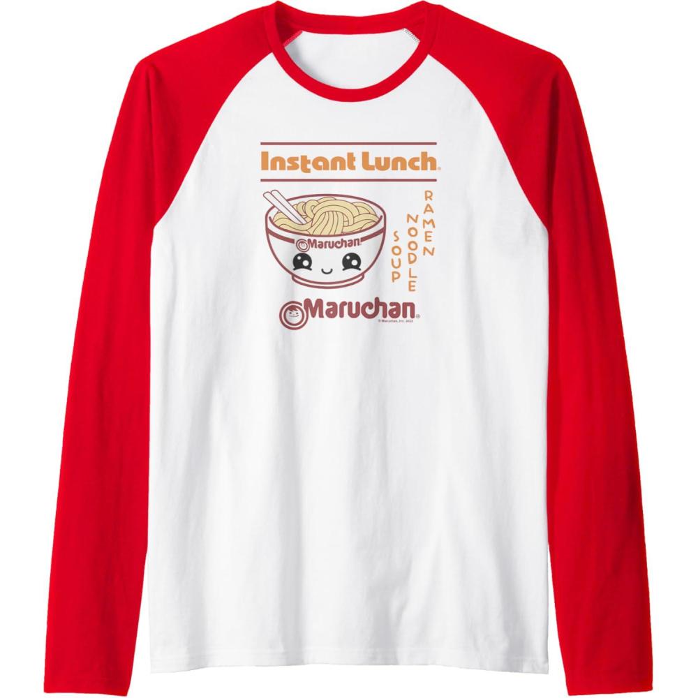 image:imageMaruchan Happy Bowl of Noodles Instant Lunch Poster Raglan Baseball TeeRedWhite