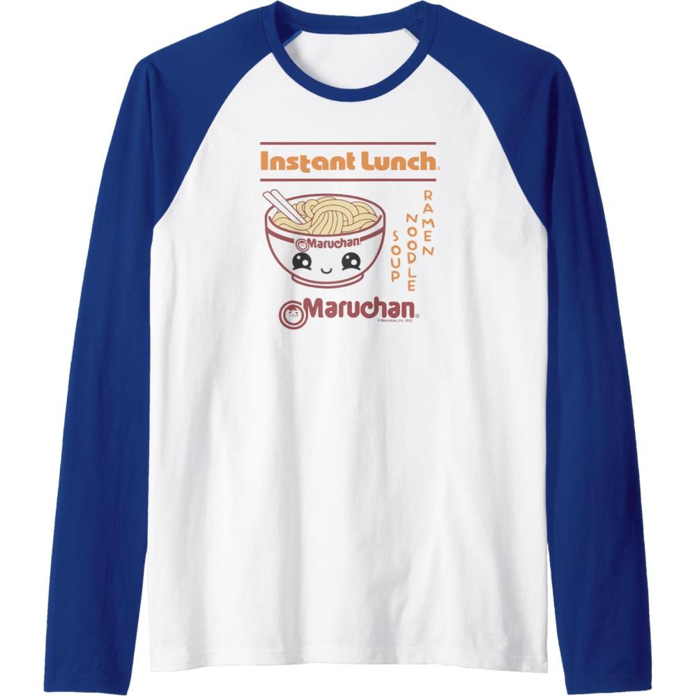 image:imageMaruchan Happy Bowl of Noodles Instant Lunch Poster Raglan Baseball TeeRoyal BlueWhite