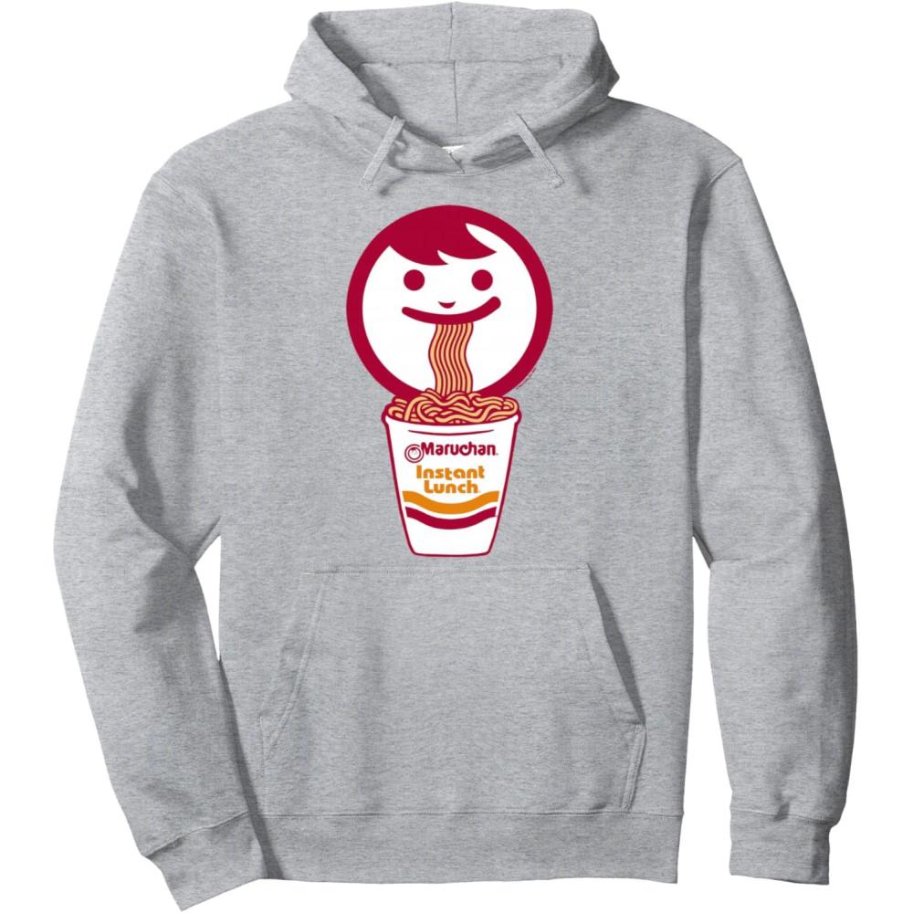 image:imageMaruchan Happy Face Eating Ramen Noodles Pullover HoodieHeather Grey
