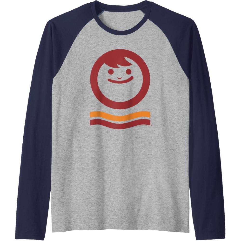 image:imageMaruchan Happy Face With Waves Logo Raglan Baseball TeeNavy BlueAthletic Heather