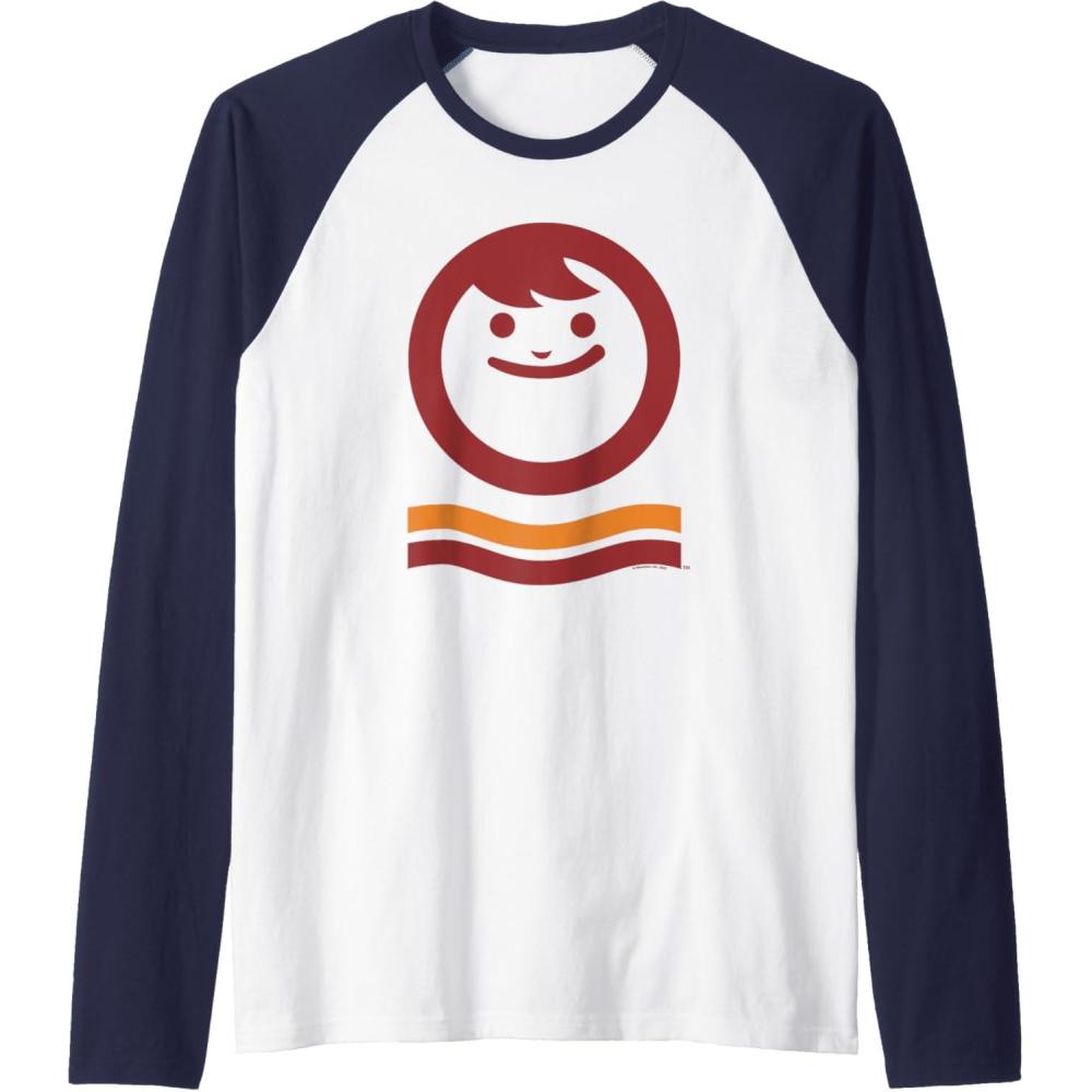 image:imageMaruchan Happy Face With Waves Logo Raglan Baseball TeeNavy BlueWhite