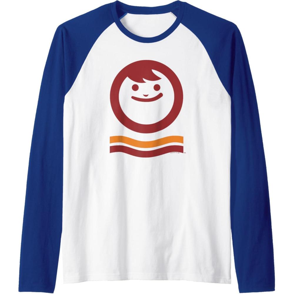 image:imageMaruchan Happy Face With Waves Logo Raglan Baseball TeeRoyal BlueWhite