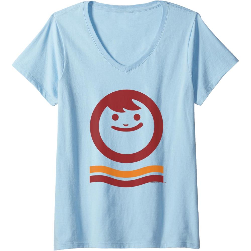 image:imageMaruchan Happy Face With Waves Logo VNeck TShirtBaby Blue