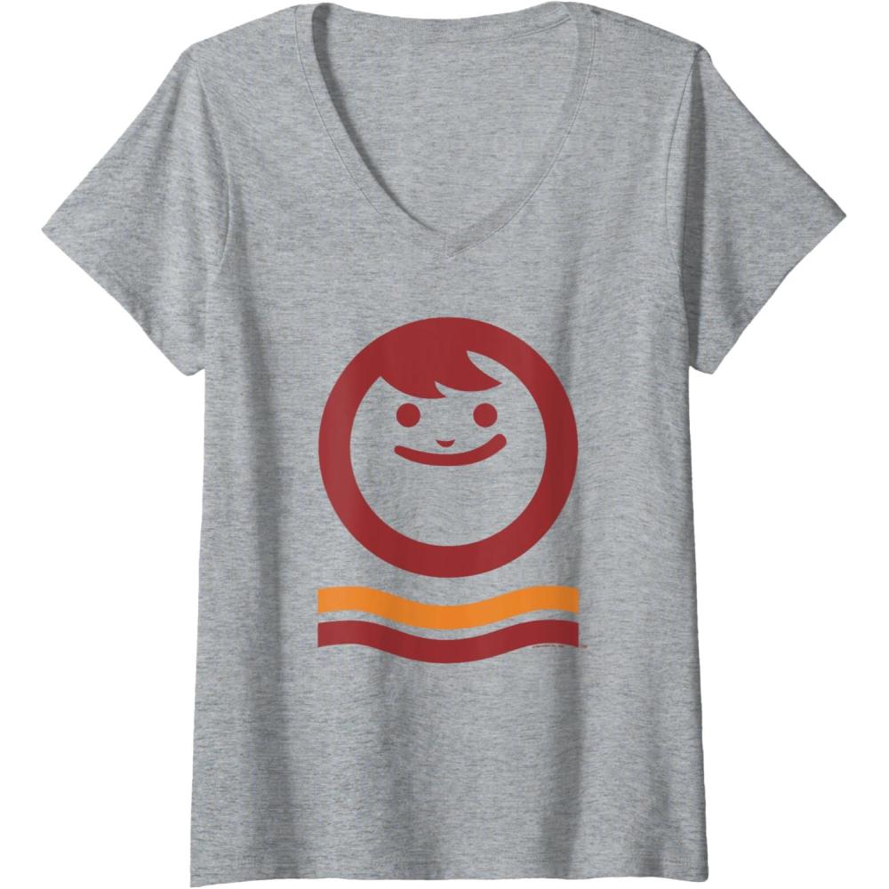 image:imageMaruchan Happy Face With Waves Logo VNeck TShirtHeather Grey