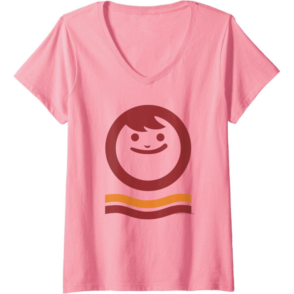 image:imageMaruchan Happy Face With Waves Logo VNeck TShirtPink