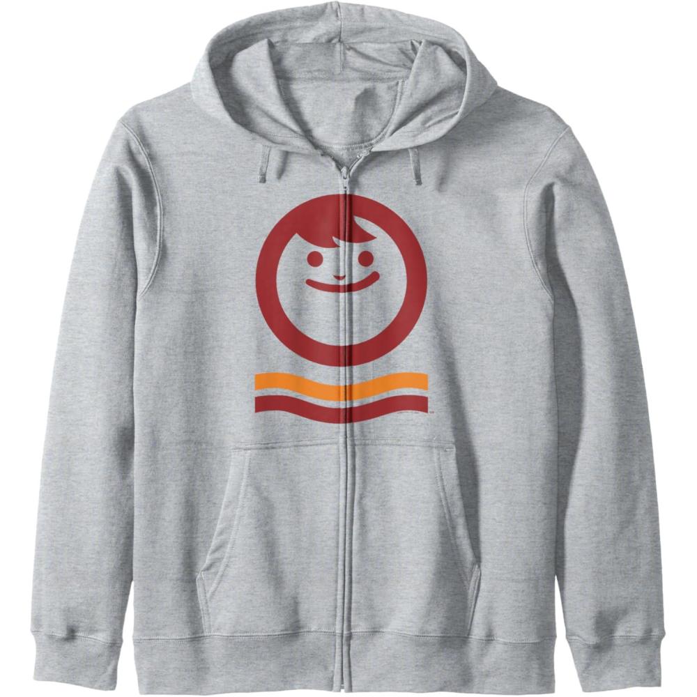 image:imageMaruchan Happy Face With Waves Logo Zip HoodieHeather Grey