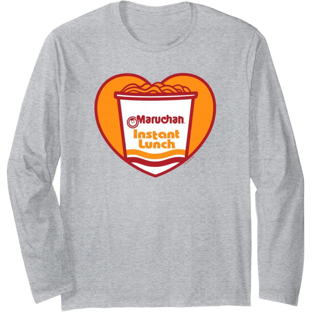 image:imageMaruchan Heart Instant Lunch Ramen Soup Cup Long Sleeve TShirtHeather Grey