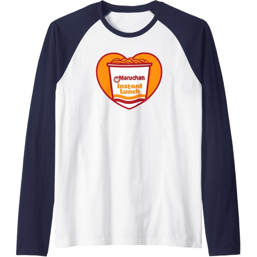 image:imageMaruchan Heart Instant Lunch Ramen Soup Cup Raglan Baseball TeeNavy BlueWhite
