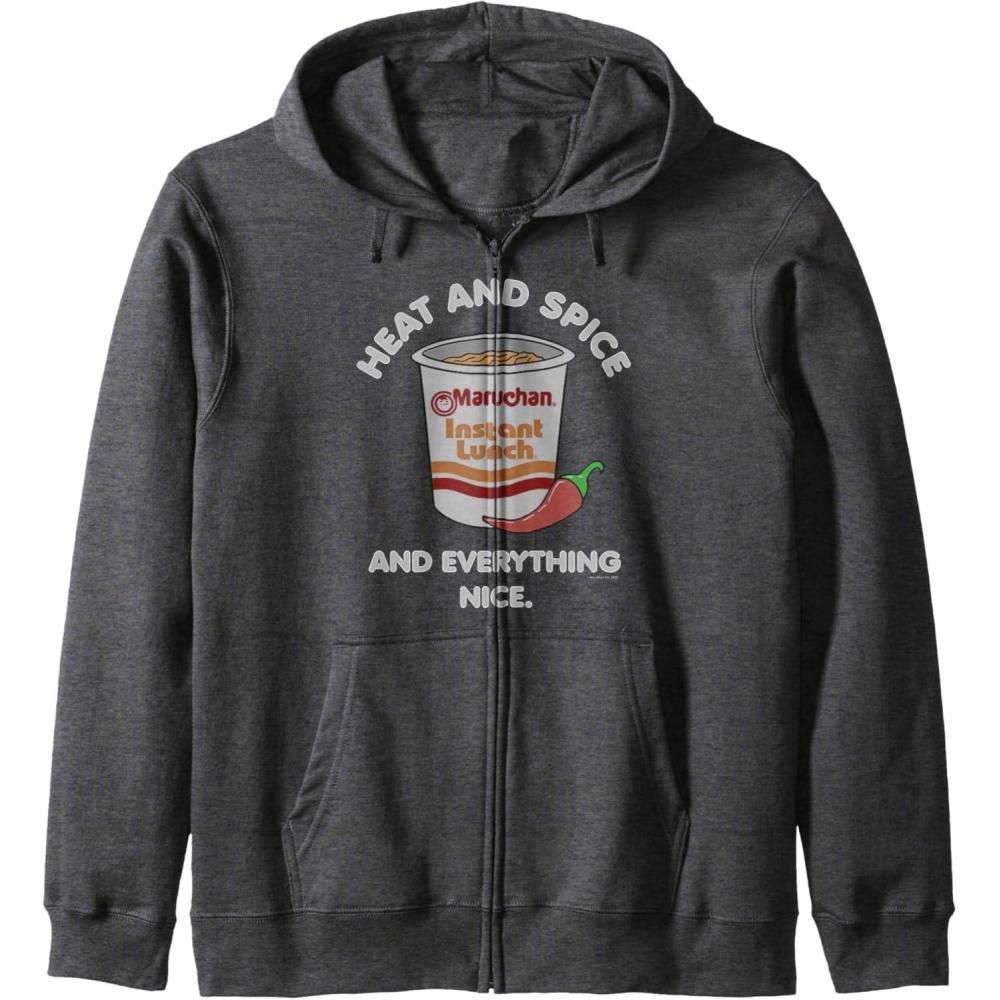 image:imageMaruchan Heat And Spice And Everything Nice Logo Zip HoodieDark Heather Grey