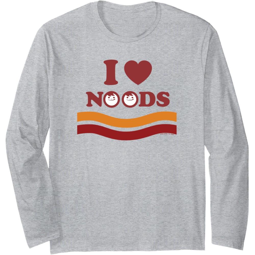 image:imageMaruchan I Heart Noods Humor Logo Long Sleeve TShirtHeather Grey