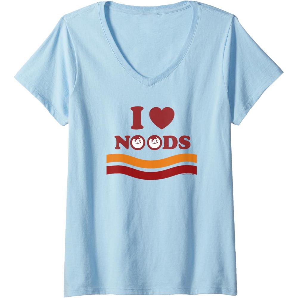 image:imageMaruchan I Heart Noods Humor Logo VNeck TShirtBaby Blue