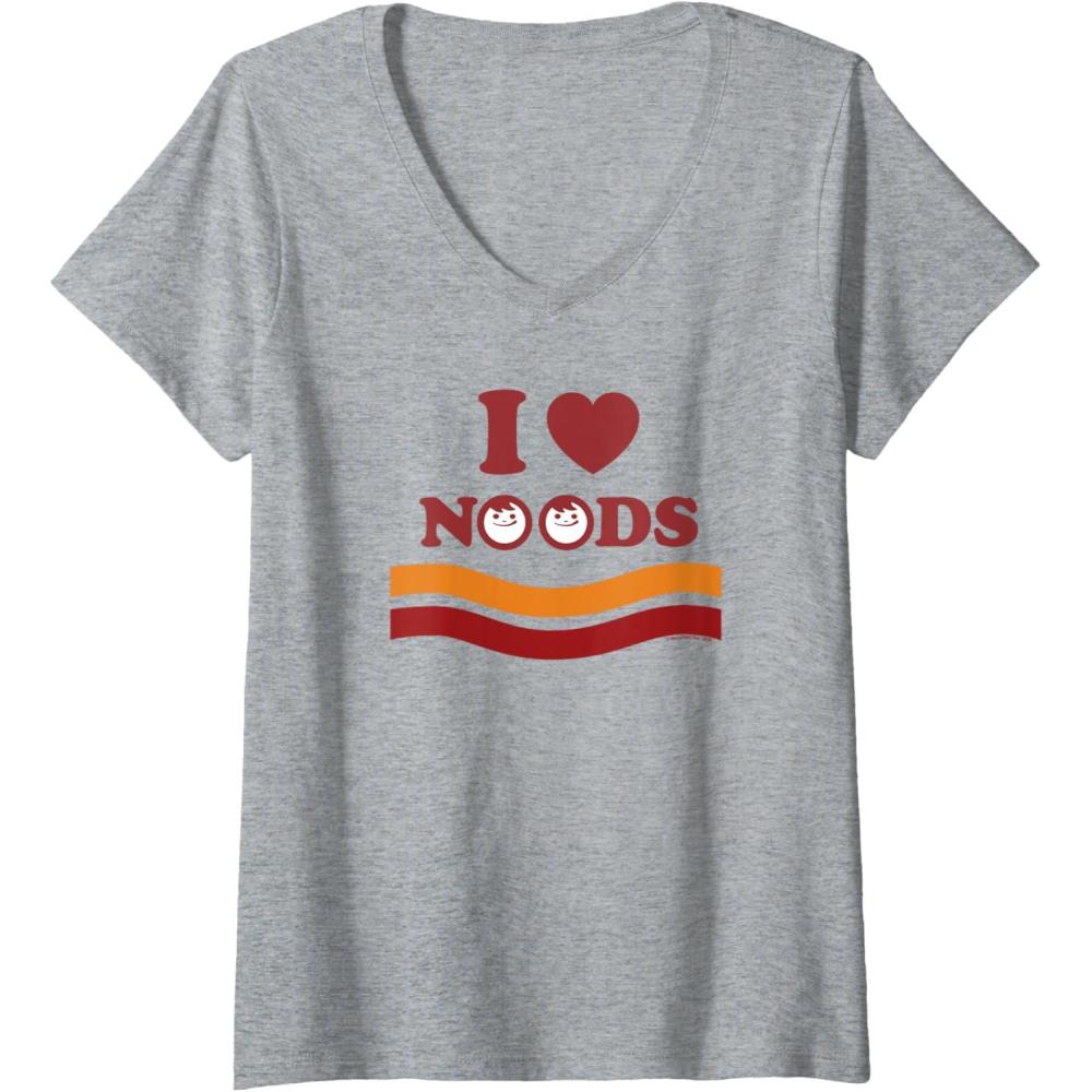 image:imageMaruchan I Heart Noods Humor Logo VNeck TShirtHeather Grey