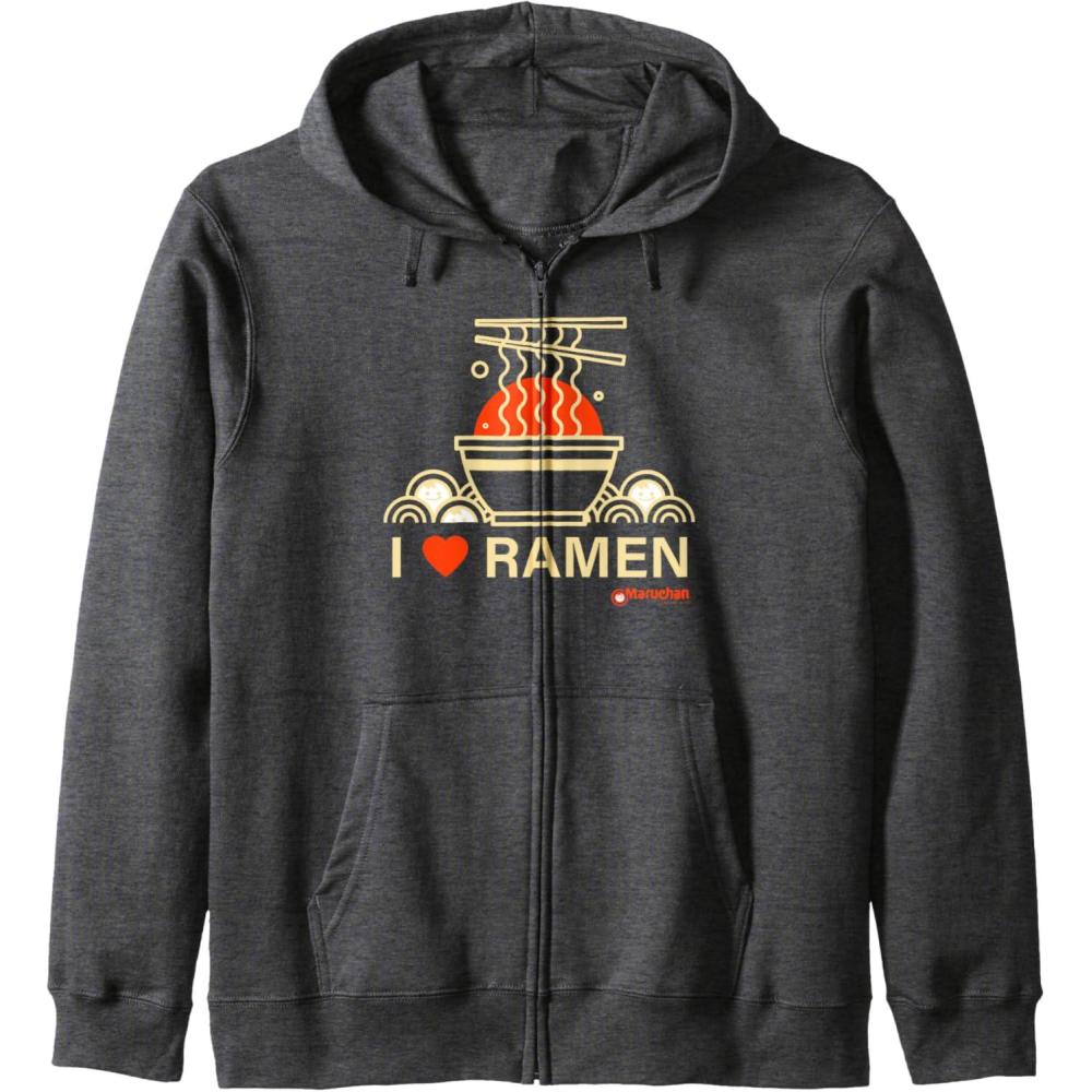 image:imageMaruchan I Heart Ramen Noodle Bowl Poster Zip HoodieDark Heather Grey