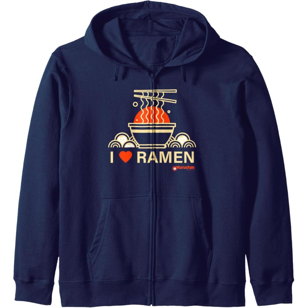 image:imageMaruchan I Heart Ramen Noodle Bowl Poster Zip HoodieNavy Blue