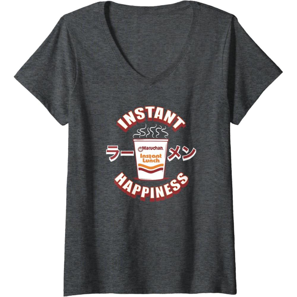 image:imageMaruchan Instant Happiness Steaming Ramen Soup VNeck TShirtDark Heather Grey