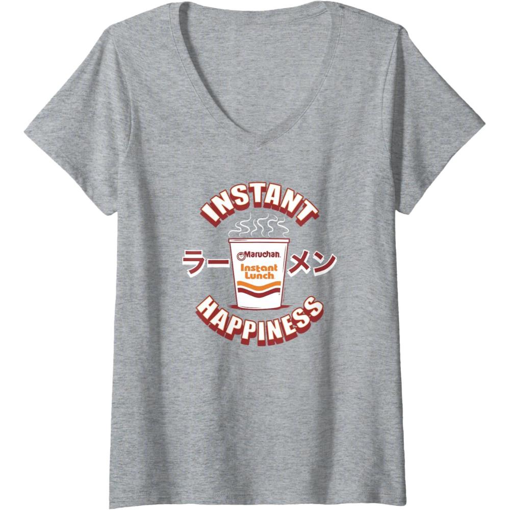 image:imageMaruchan Instant Happiness Steaming Ramen Soup VNeck TShirtHeather Grey