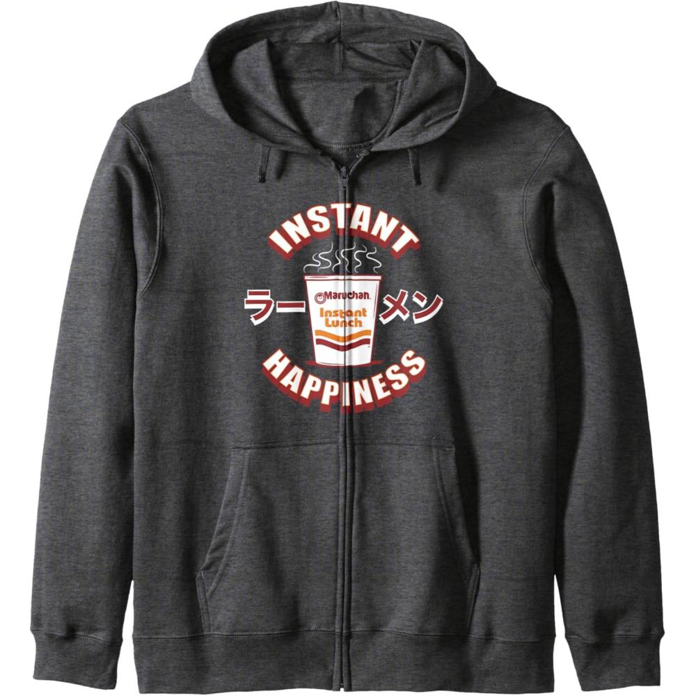 image:imageMaruchan Instant Happiness Steaming Ramen Soup Zip HoodieDark Heather Grey