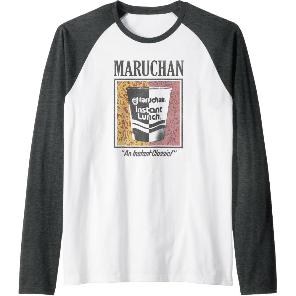image:imageMaruchan Instant Lunch An Instant Classic Art Pop Logo Raglan Baseball TeeDark Heather GreyWhite