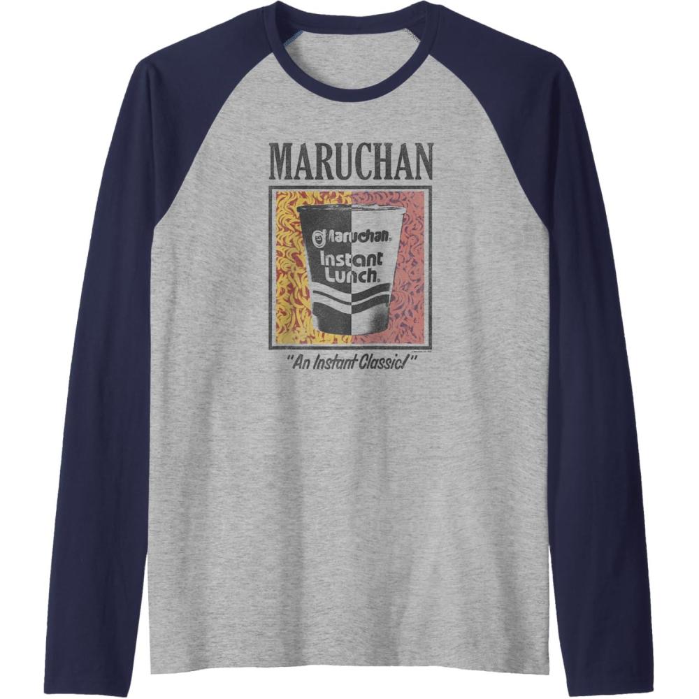 image:imageMaruchan Instant Lunch An Instant Classic Art Pop Logo Raglan Baseball TeeNavy BlueAthletic Heather