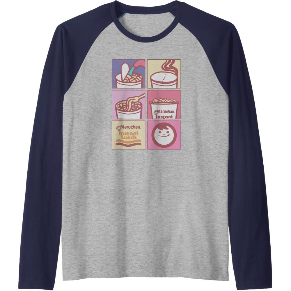 image:imageMaruchan Instant Lunch Boxed Up Cooking Instructions Panel Raglan Baseball TeeNavy BlueAthletic Heather