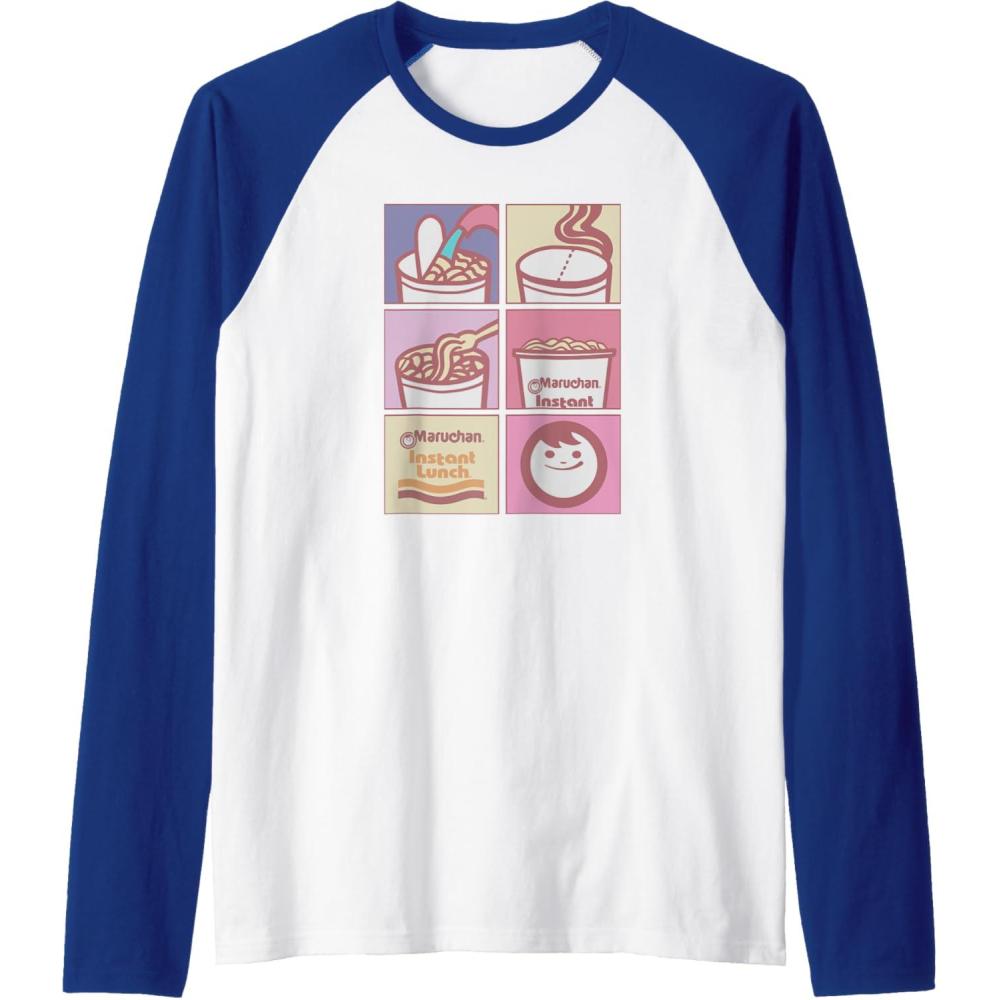 image:imageMaruchan Instant Lunch Boxed Up Cooking Instructions Panel Raglan Baseball TeeRoyal BlueWhite