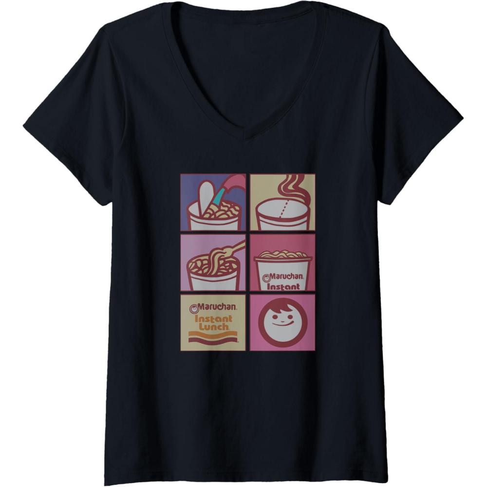 image:imageMaruchan Instant Lunch Boxed Up Cooking Instructions Panel VNeck TShirtBlack