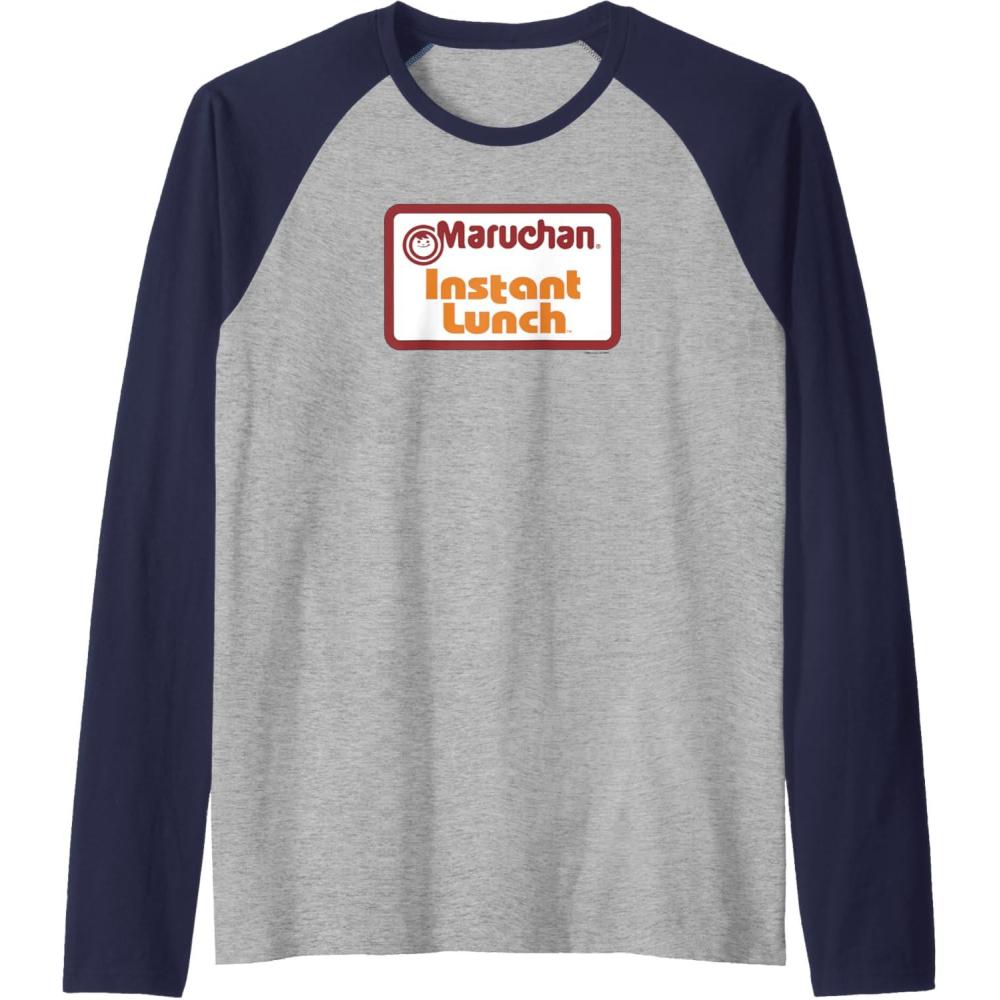 image:imageMaruchan Instant Lunch Card Official Logo Raglan Baseball TeeNavy BlueAthletic Heather