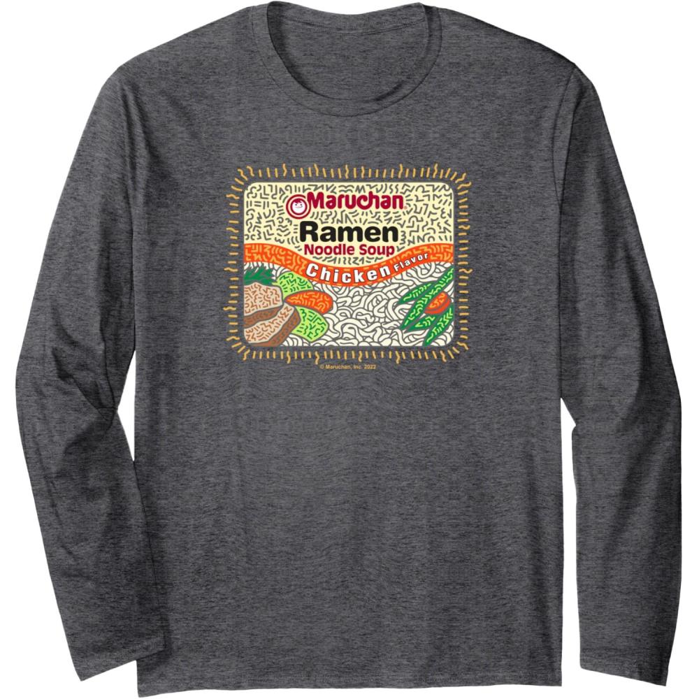 image:imageMaruchan Instant Lunch Chicken Flavor Art Long Sleeve TShirtDark Heather Grey