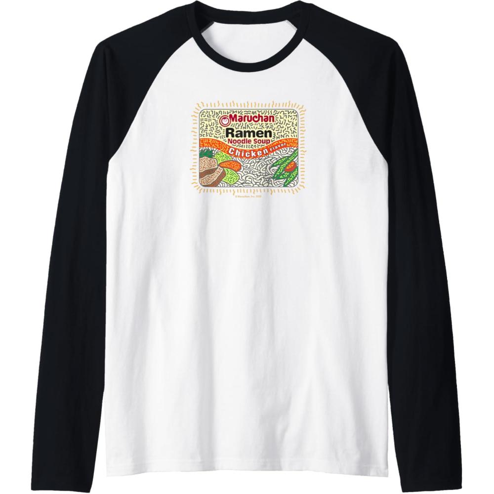 image:imageMaruchan Instant Lunch Chicken Flavor Art Raglan Baseball TeeBlackWhite