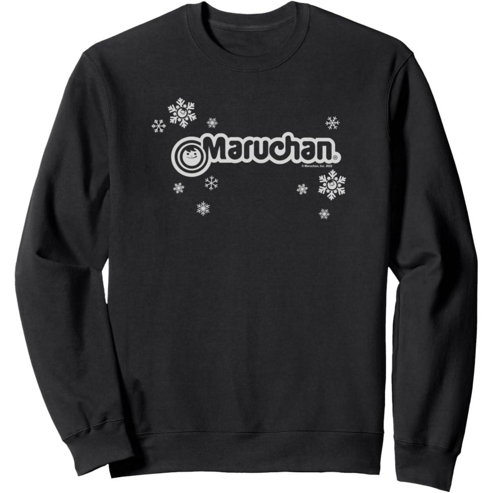 image:imageMaruchan Instant Lunch Christmas Snow Flakes Holiday Logo SweatshirtBlack