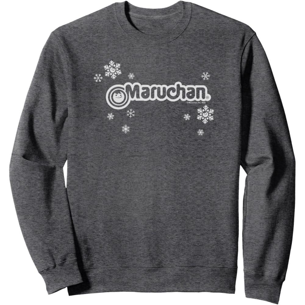 image:imageMaruchan Instant Lunch Christmas Snow Flakes Holiday Logo SweatshirtDark Heather Grey