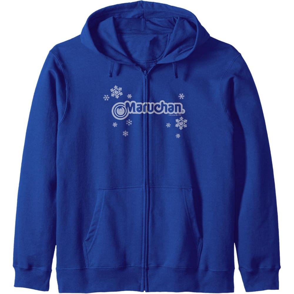 image:imageMaruchan Instant Lunch Christmas Snow Flakes Holiday Logo Zip HoodieRoyal Blue