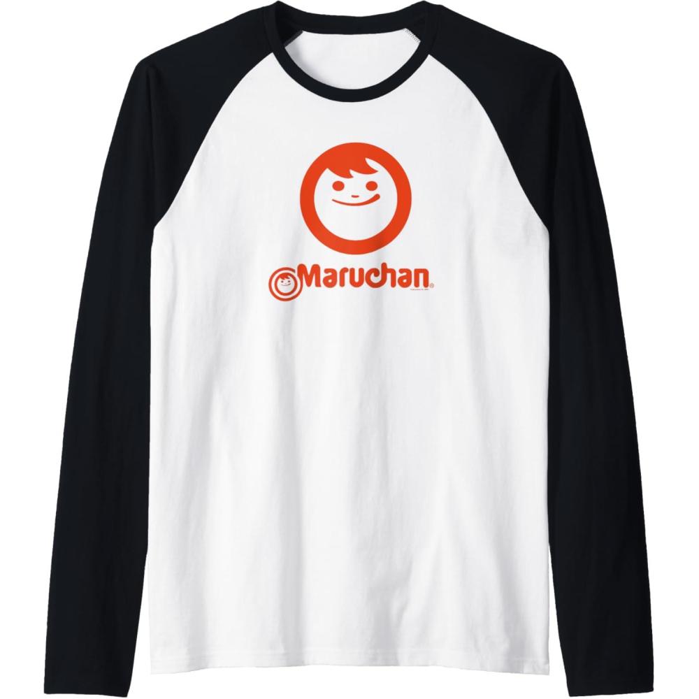 image:imageMaruchan Instant Lunch Classic Happy Face Vintage Logo Raglan Baseball TeeBlackWhite