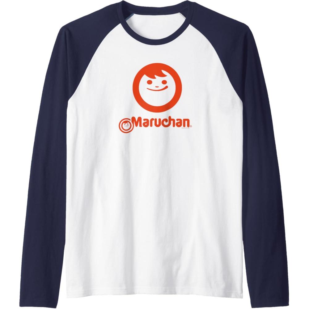 image:imageMaruchan Instant Lunch Classic Happy Face Vintage Logo Raglan Baseball TeeNavy BlueWhite