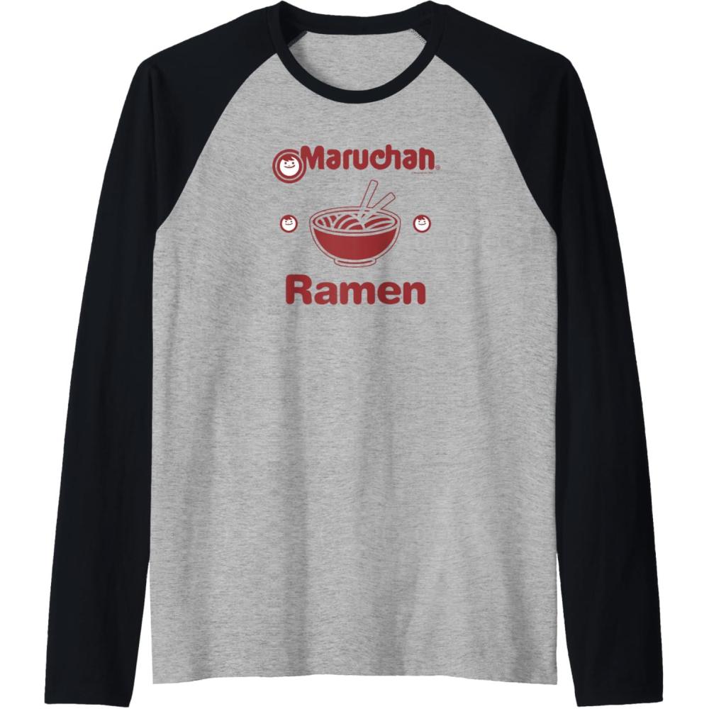 image:imageMaruchan Instant Lunch Classic Reman Bowl Logo Raglan Baseball TeeBlackAthletic Heather