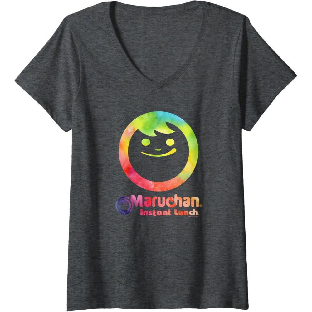 image:imageMaruchan Instant Lunch Color Pop Classic Retro Logo VNeck TShirtDark Heather Grey