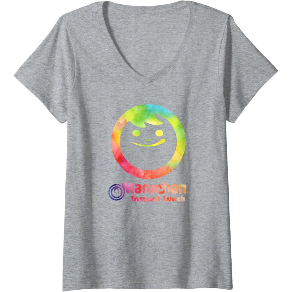 image:imageMaruchan Instant Lunch Color Pop Classic Retro Logo VNeck TShirtHeather Grey