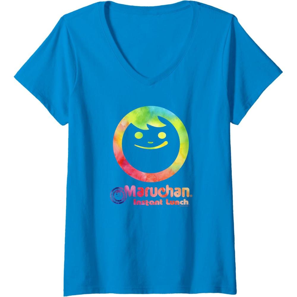 image:imageMaruchan Instant Lunch Color Pop Classic Retro Logo VNeck TShirtSapphire Blue