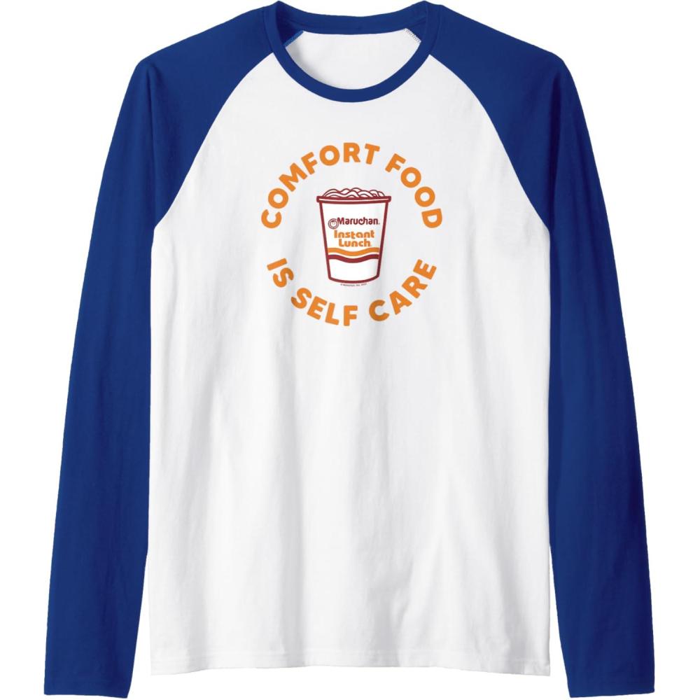 image:imageMaruchan Instant Lunch Comfort Food Is Self Care Ramen Cup Raglan Baseball TeeRoyal BlueWhite