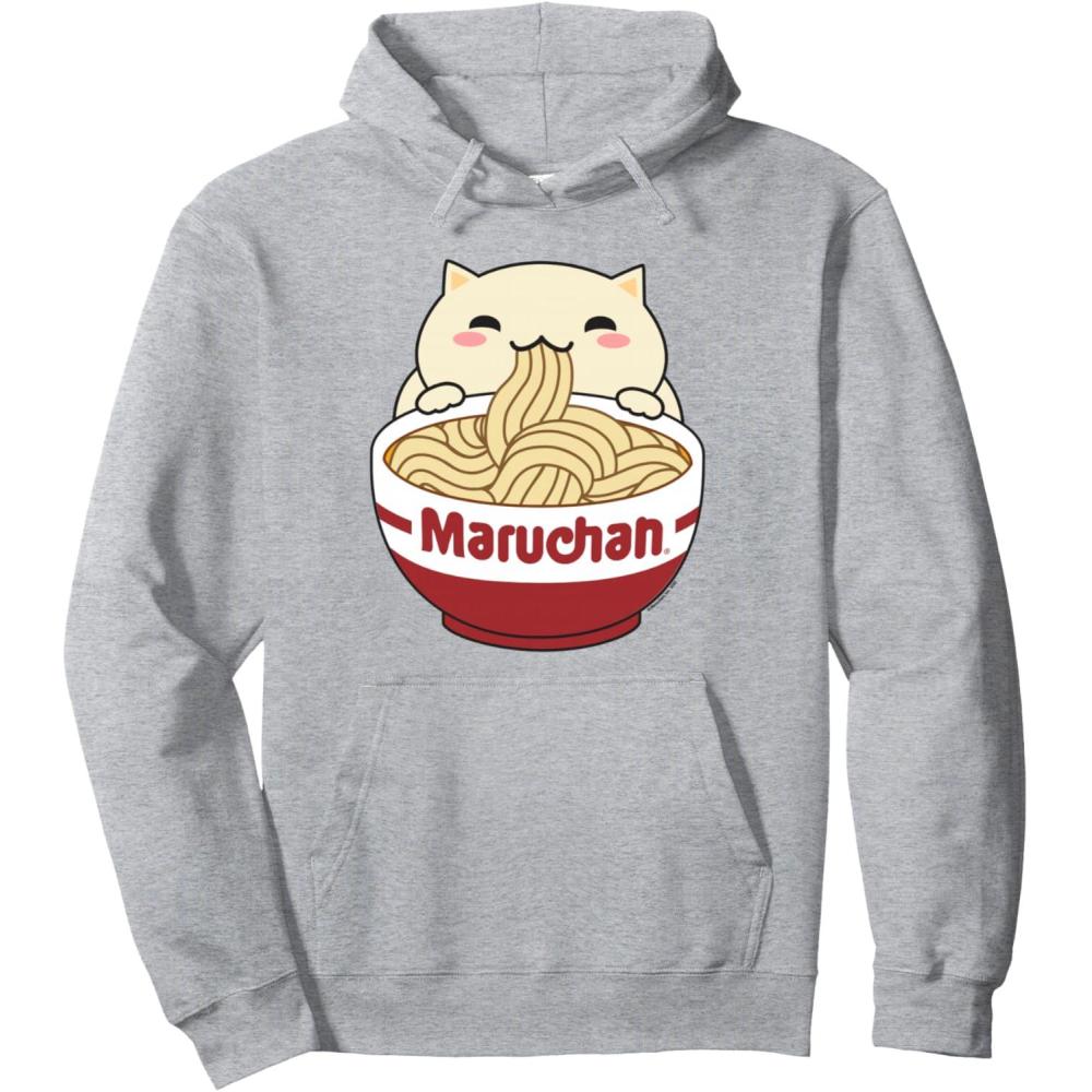 image:imageMaruchan Instant Lunch Cute Cat Ramen Bowl Logo Pullover HoodieHeather Grey