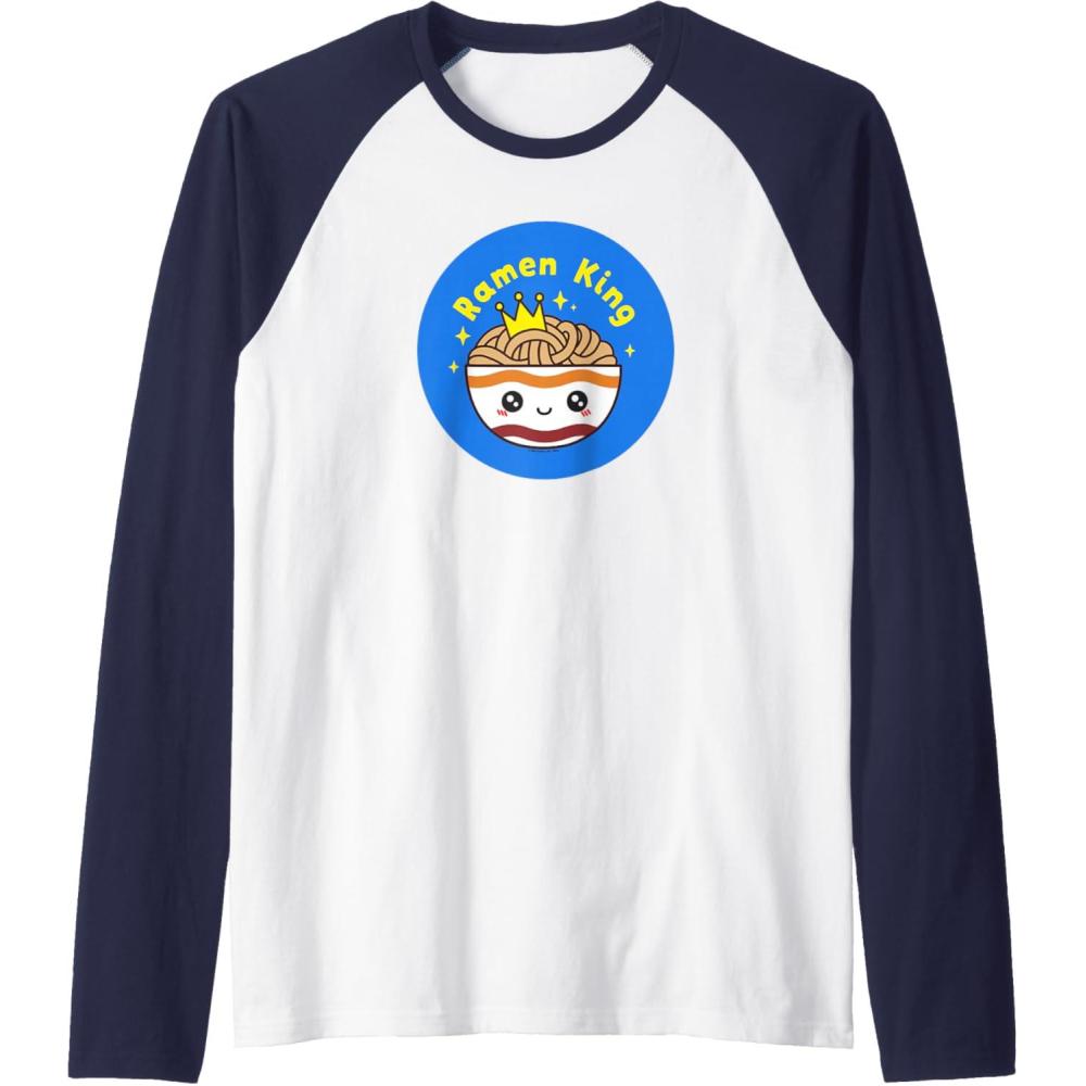 image:imageMaruchan Instant Lunch Cute Kawaii Ramen King Bowl Logo Raglan Baseball TeeNavy BlueWhite