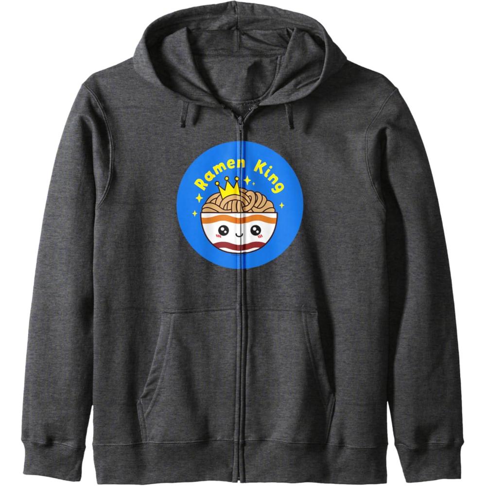 image:imageMaruchan Instant Lunch Cute Kawaii Ramen King Bowl Logo Zip HoodieDark Heather Grey