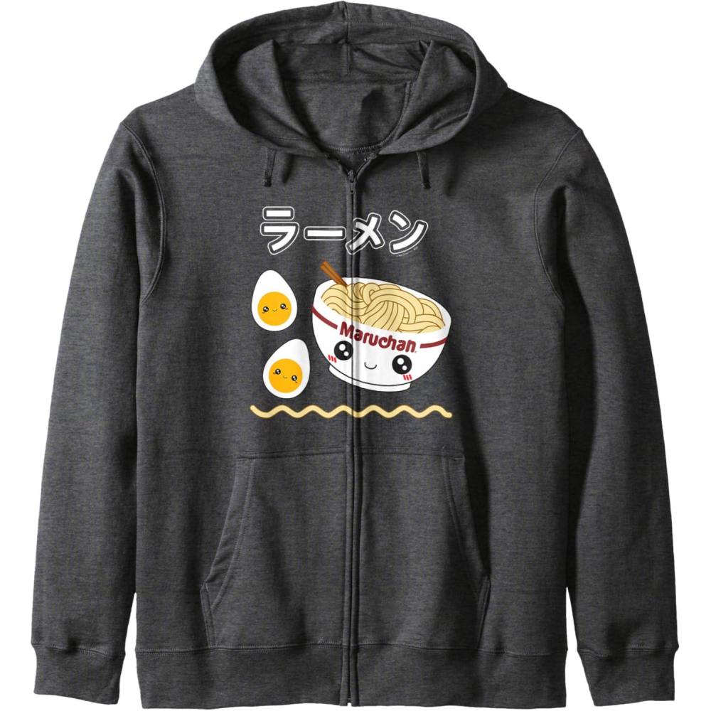 image:imageMaruchan Instant Lunch Cute Ramen Japanese Style Logo Zip HoodieDark Heather Grey