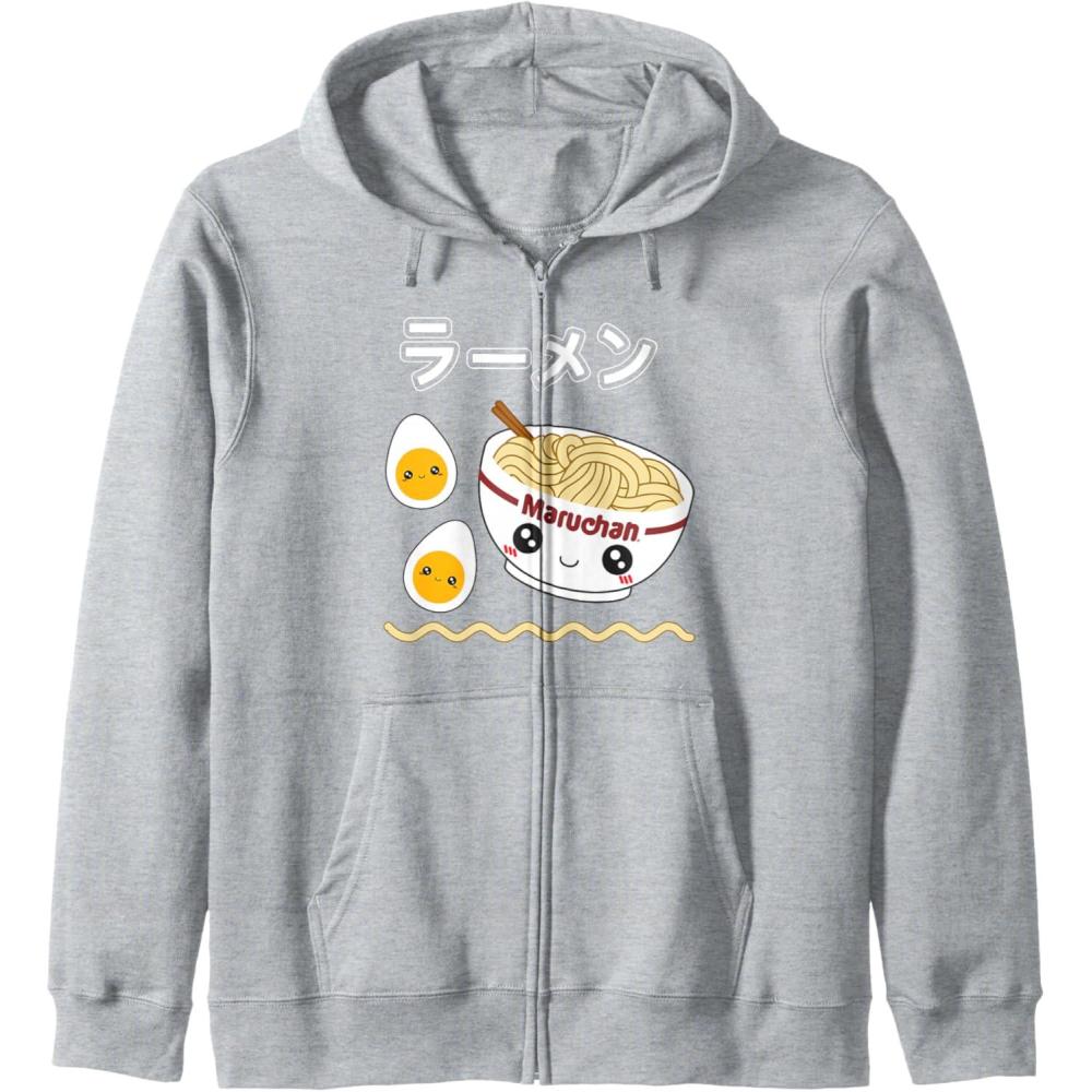 image:imageMaruchan Instant Lunch Cute Ramen Japanese Style Logo Zip HoodieHeather Grey