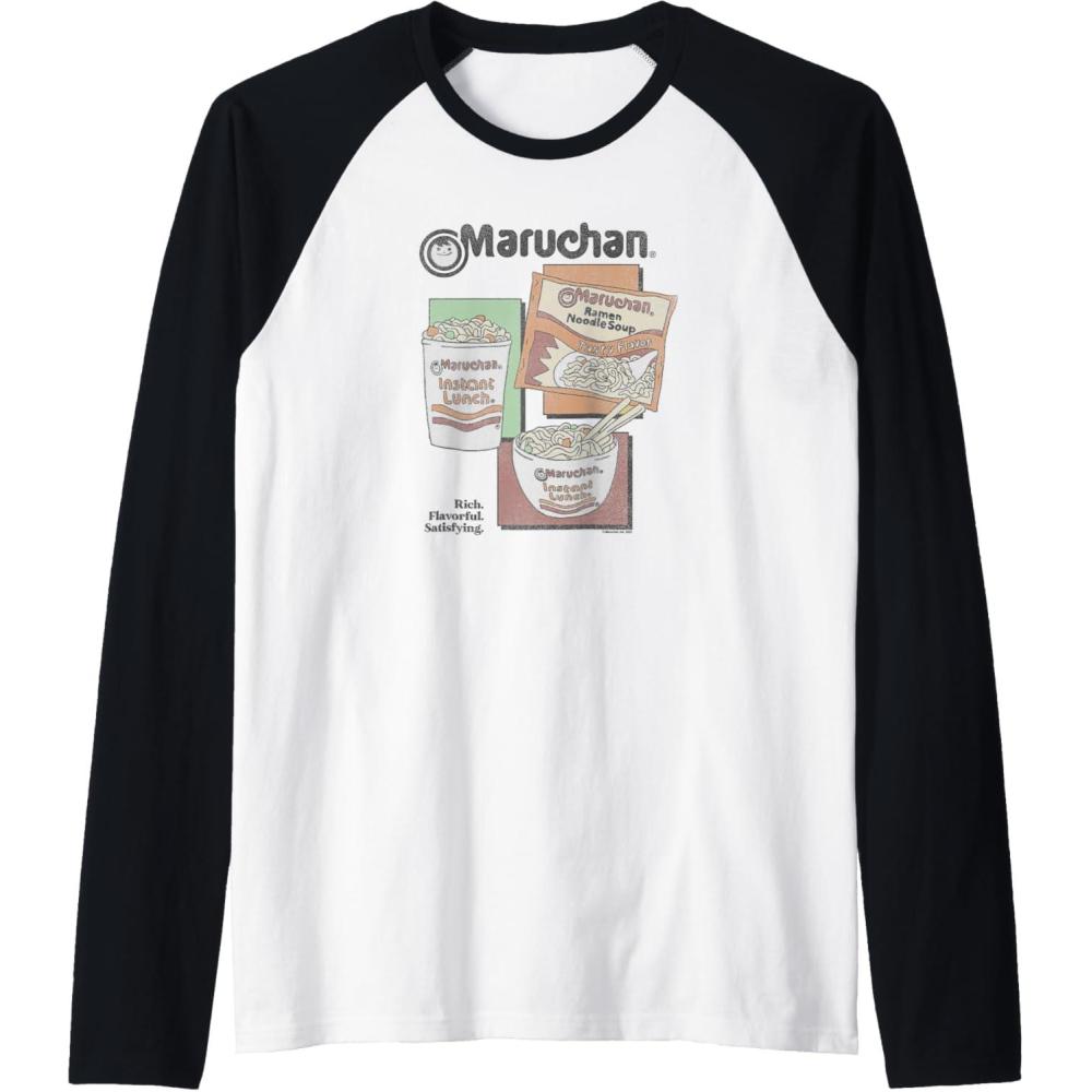 image:imageMaruchan Instant Lunch Different Presentations Panel Art Raglan Baseball TeeBlackWhite
