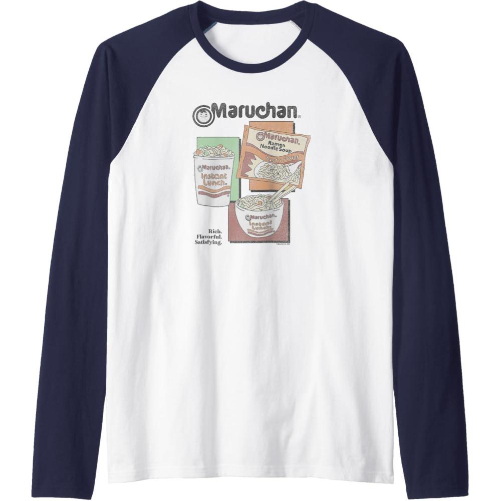 image:imageMaruchan Instant Lunch Different Presentations Panel Art Raglan Baseball TeeNavy BlueWhite