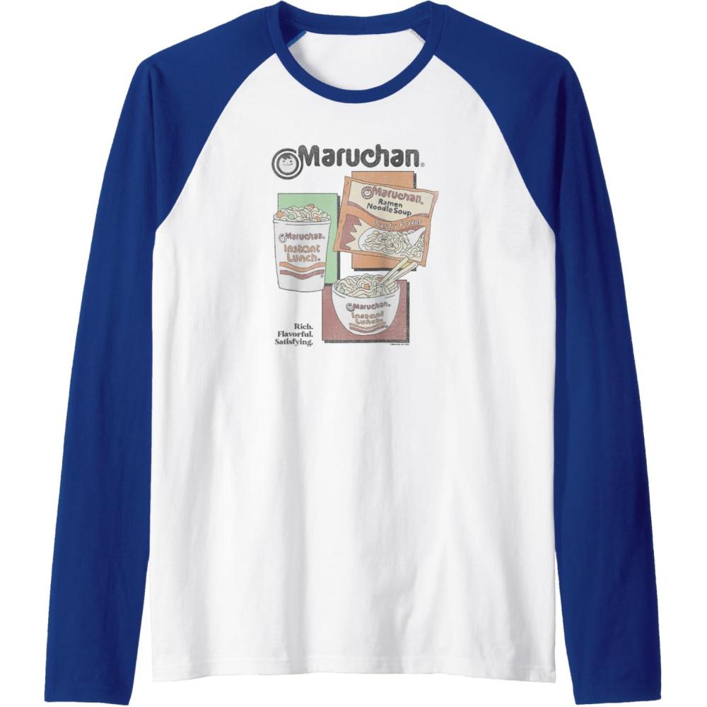 image:imageMaruchan Instant Lunch Different Presentations Panel Art Raglan Baseball TeeRoyal BlueWhite