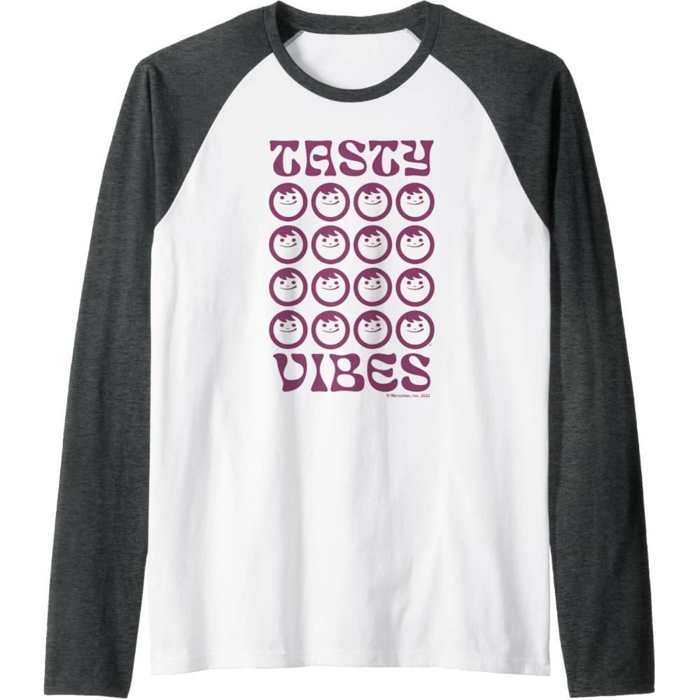 image:imageMaruchan Instant Lunch Groovy Tasty Vibes Grid Logo Raglan Baseball TeeDark Heather GreyWhite